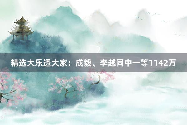 精选大乐透大家：成毅、李越同中一等1142万