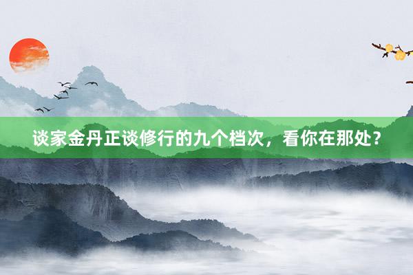 谈家金丹正谈修行的九个档次，看你在那处？