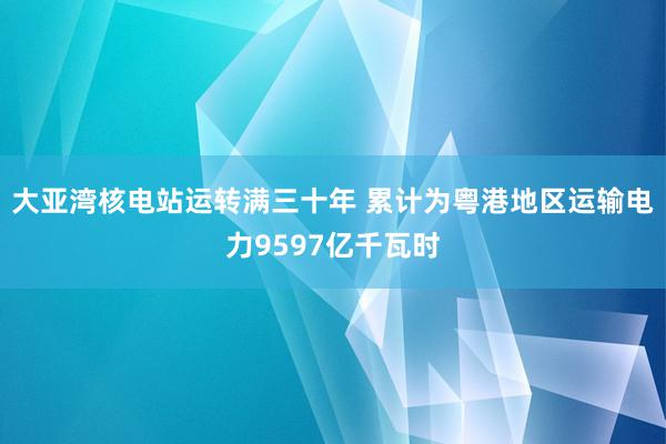 大亚湾核电站运转满三十年 累计为粤港地区运输电力9597亿千瓦时