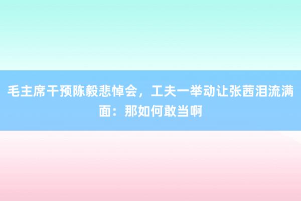 毛主席干预陈毅悲悼会，工夫一举动让张茜泪流满面：那如何敢当啊