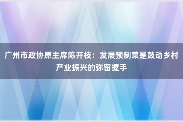 广州市政协原主席陈开枝：发展预制菜是鼓动乡村产业振兴的弥留握手